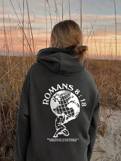 Damen Kapuzenpullover Weltmotiv Druck Eveloria