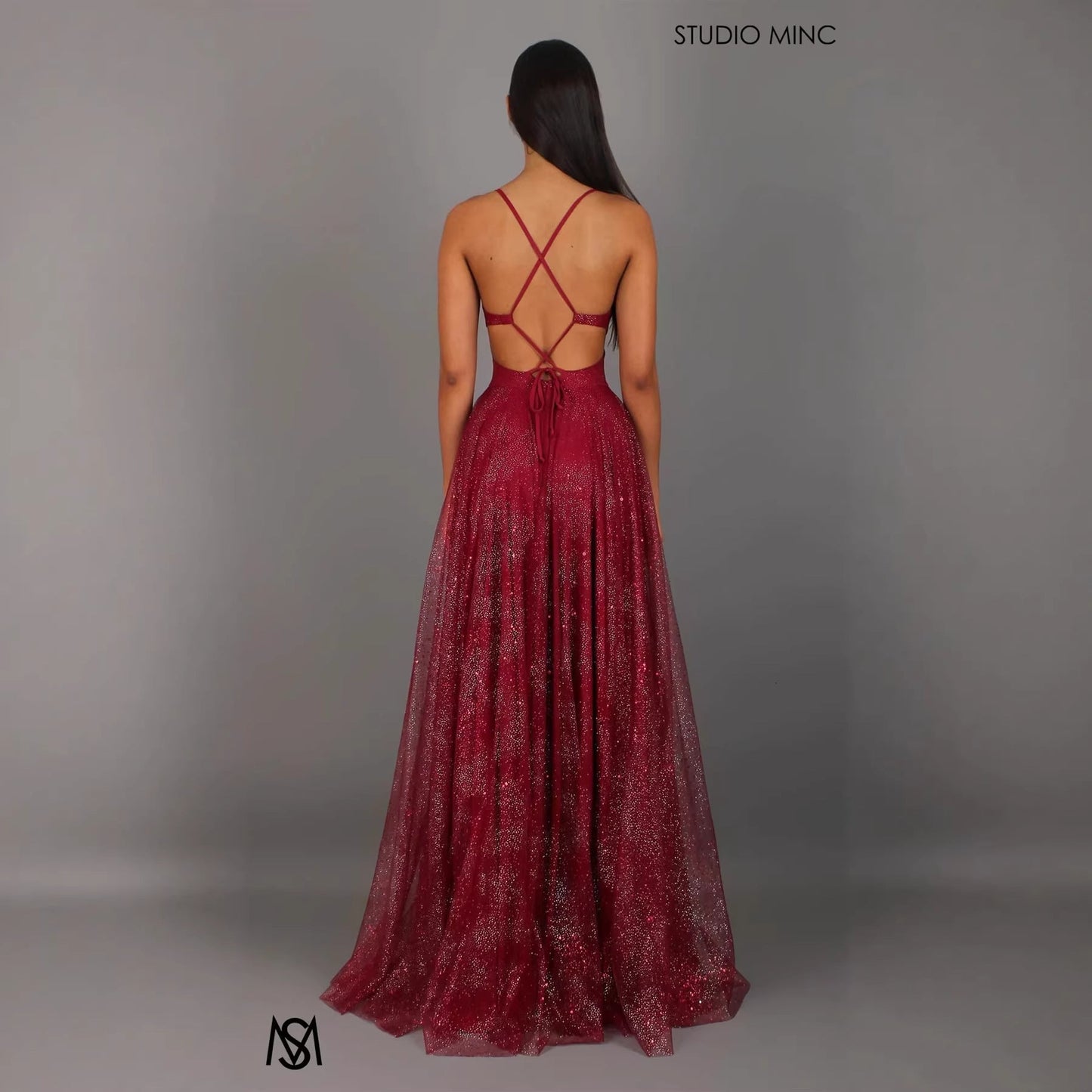 Damen Abendkleid V-Ausschnitt Tüll Elegant