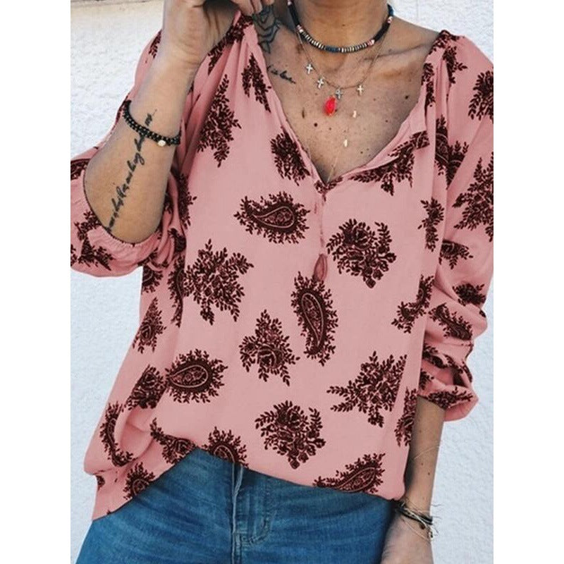 Damen Bluse Paisley-Muster Lässiger Schnitt Eveloria