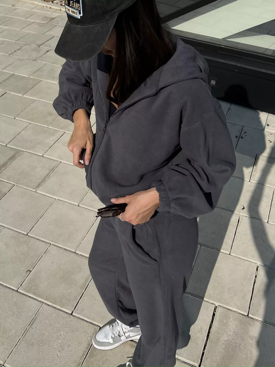 Damen Fleece Jogginganzug mit Kapuze Eveloria