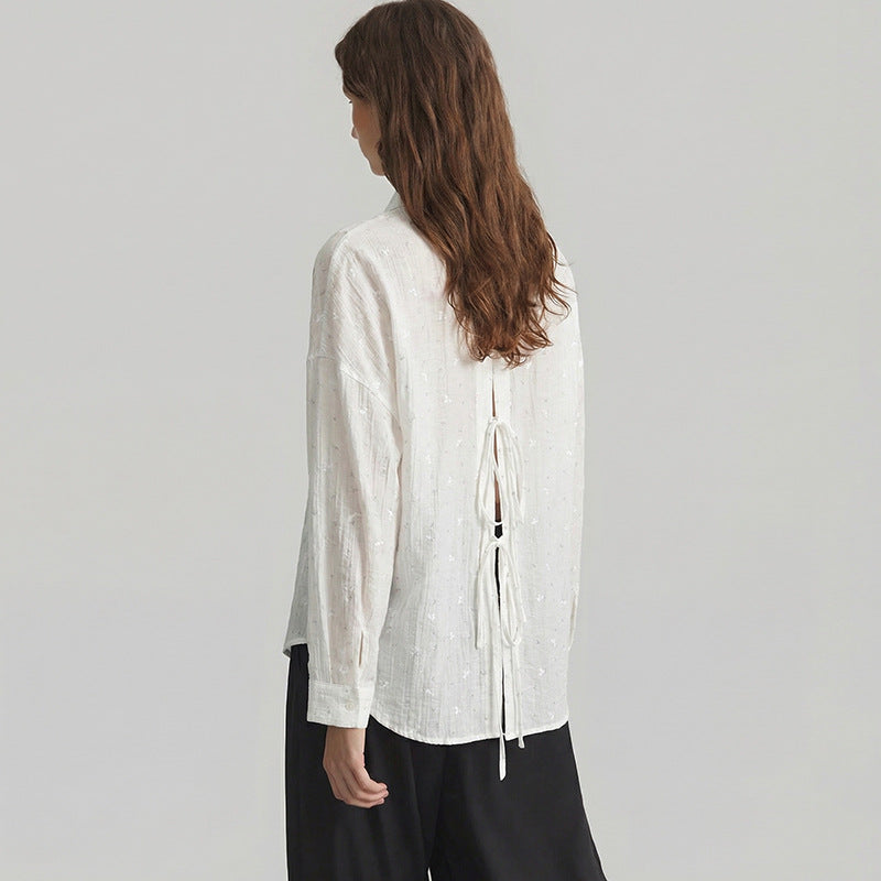 Damen Bluse mit Stickdetails Elegant Lochstickerei