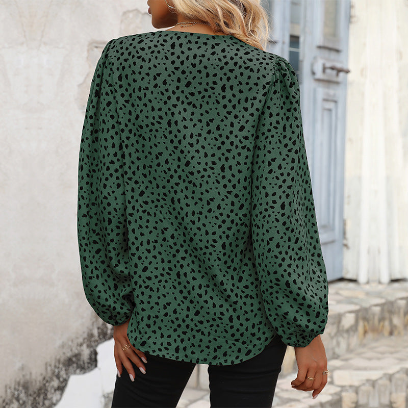 Damen Bluse Puffärmel Grafisches Muster