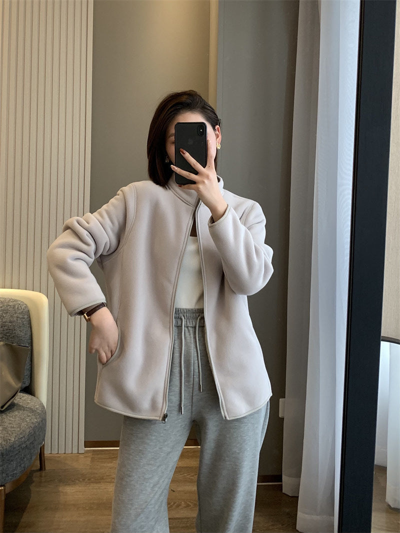 Damen Fleecejacke Hochkragen Reißverschluss Eveloria