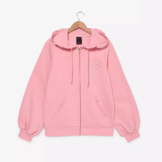 Damen Kapuzenjacke Rüschendetails Eveloria