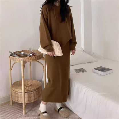 Damen Hoodie-Kleid Elegant Schnitt Taschen Eveloria