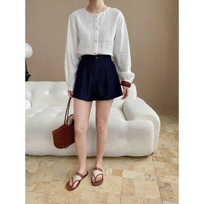 Damen Shorts Hochbund mit Taschen Bequem Eveloria