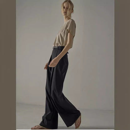 Damen Weite Hochbundhose mit Gürtel Eveloria