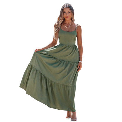 Damen Maxikleid Hochtailliert Luftig Eveloria