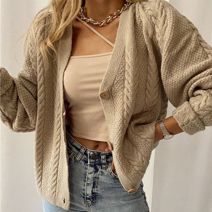 Damen Cardigan Grobstrick mit Knöpfen Eveloria
