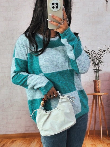 Damen Pullover Karomuster Modern Eveloria