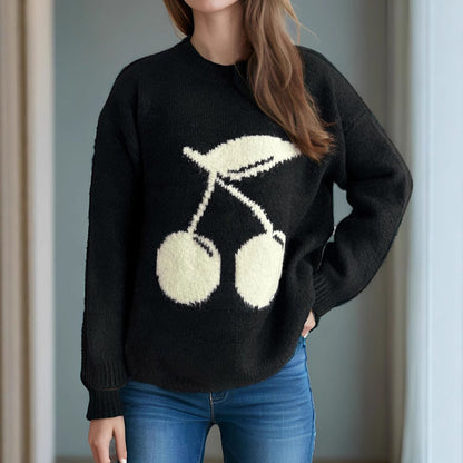 Damen Pullover Fruchtmotiv Gemütlich Eveloria