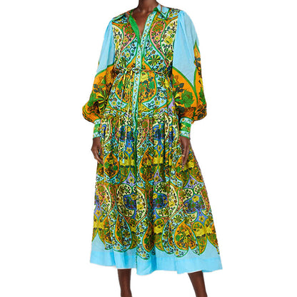 Damen Longshirt-Kleid Voluminöse Ärmel Paisley-Muster Eveloria