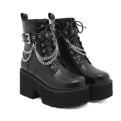 Eveloria Damen Stiefel Martens-Stil Hochhackig