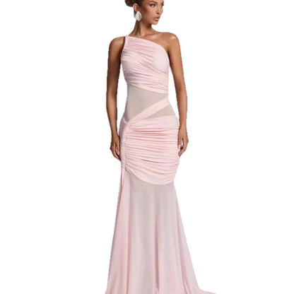 Damen Abendkleid Asymmetrisch Rüschendetails Eveloria