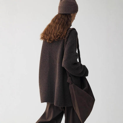 Damen Strickjacke Relaxed mit hohem Kragen und Knöpfen