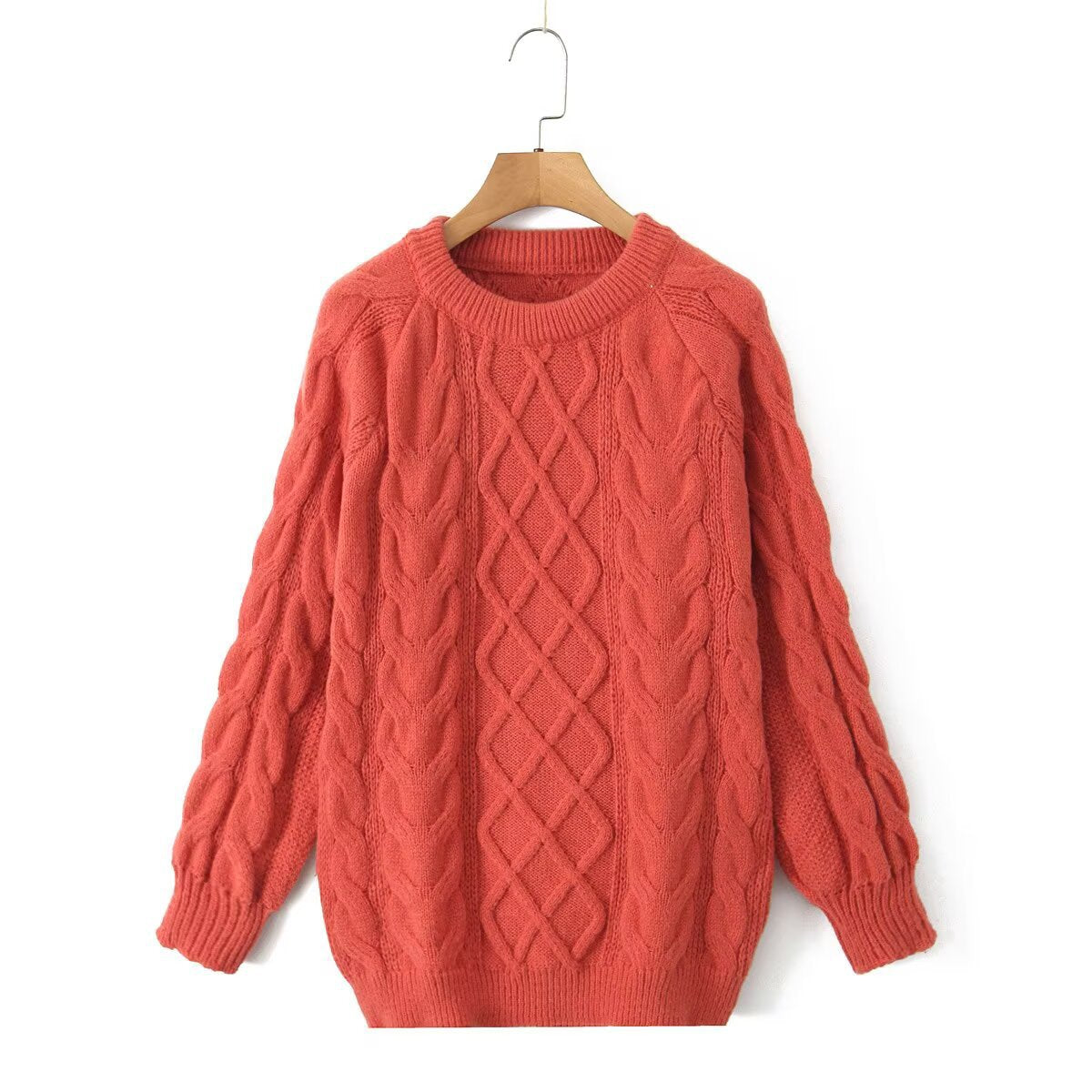Damen Pullover Strick Zopfmuster Eveloria