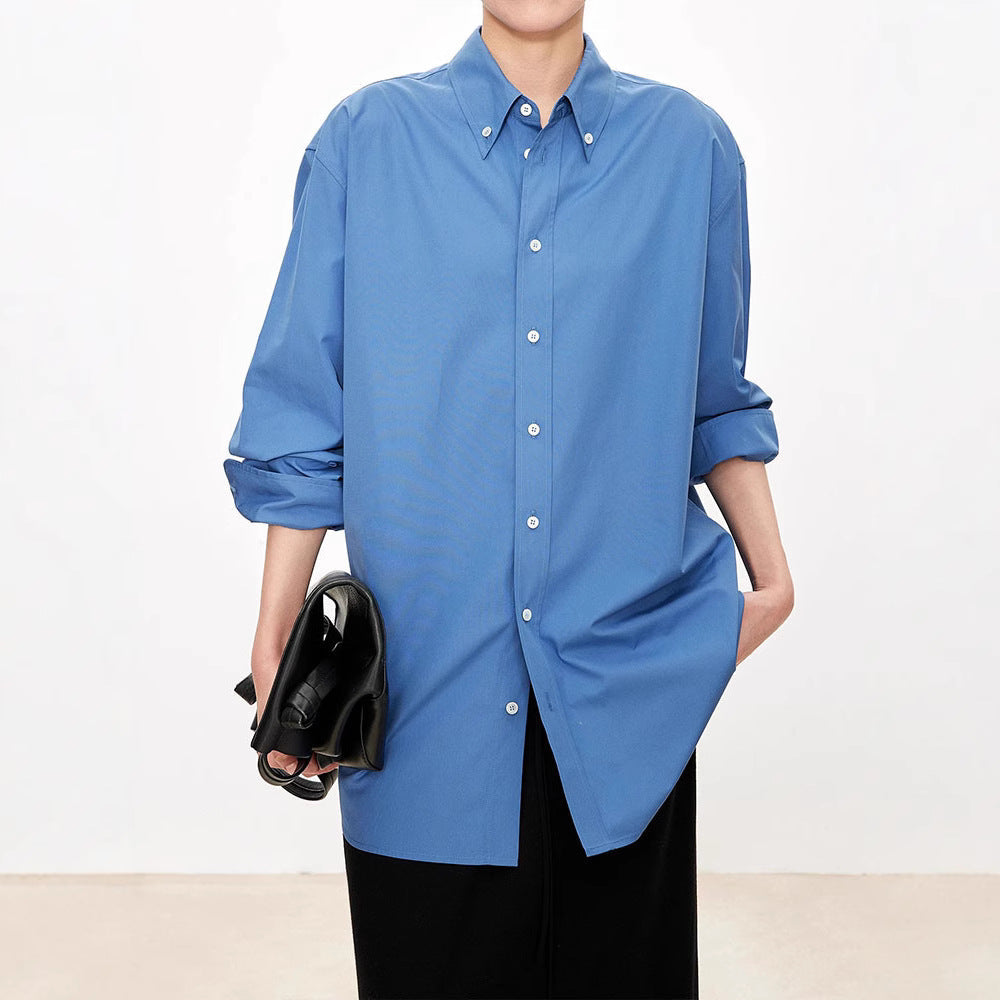 Damen Oversized Bluse Klassische Knöpfe Elegantes Design - Eveloria