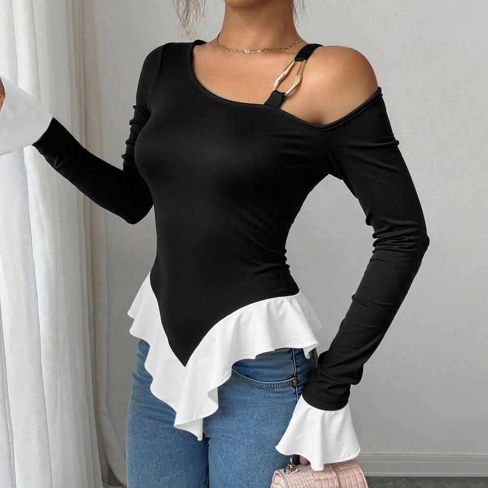 Damen Off-Shoulder Volant Bindeelement - Eveloria