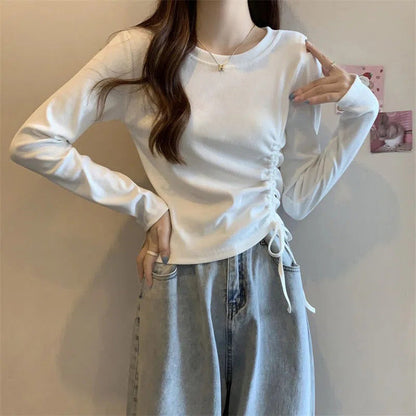 Damen Langarmshirt Rüschendetail Lässig