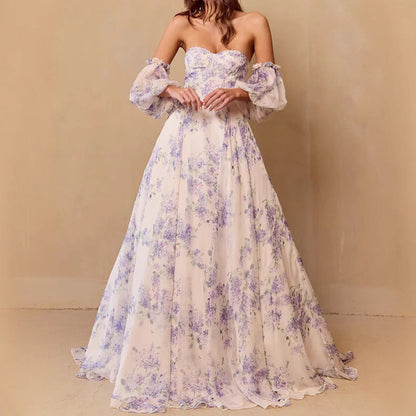 Damen Hochzeitskleid Sweetheart-Ausschnitt Florales Chiffon Weiss