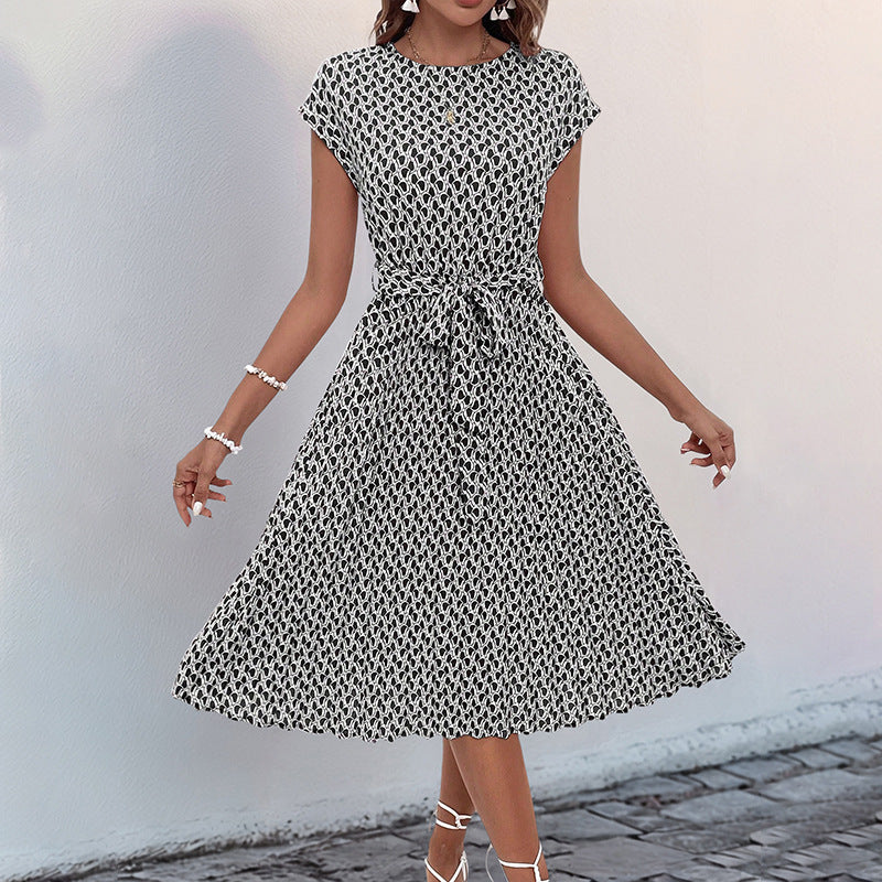 Damen Midikleid Asymmetrisch Dekorativer Bindegürtel Eveloria