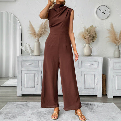 Damen Jumpsuit Hohler Kragen Weites Bein Eveloria
