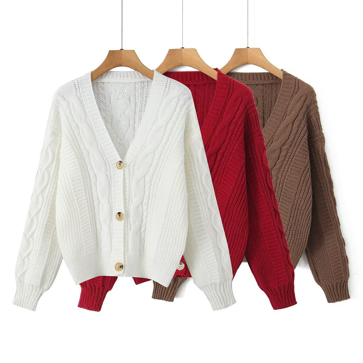 Damen Strickjacke V-Ausschnitt Kuschelig Eveloria - Eveloria