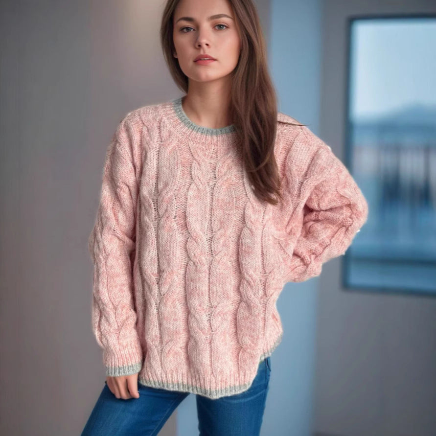 Damen Grobstrickpullover Lässig Struktur Look