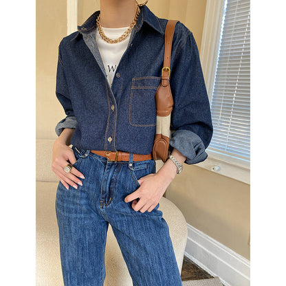 Damen Denim-Überjacke Lässig Blau Eveloria - Eveloria