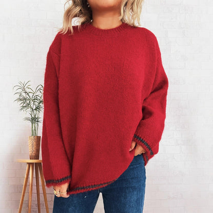 Damen Strickpullover Weich Lässig Beige