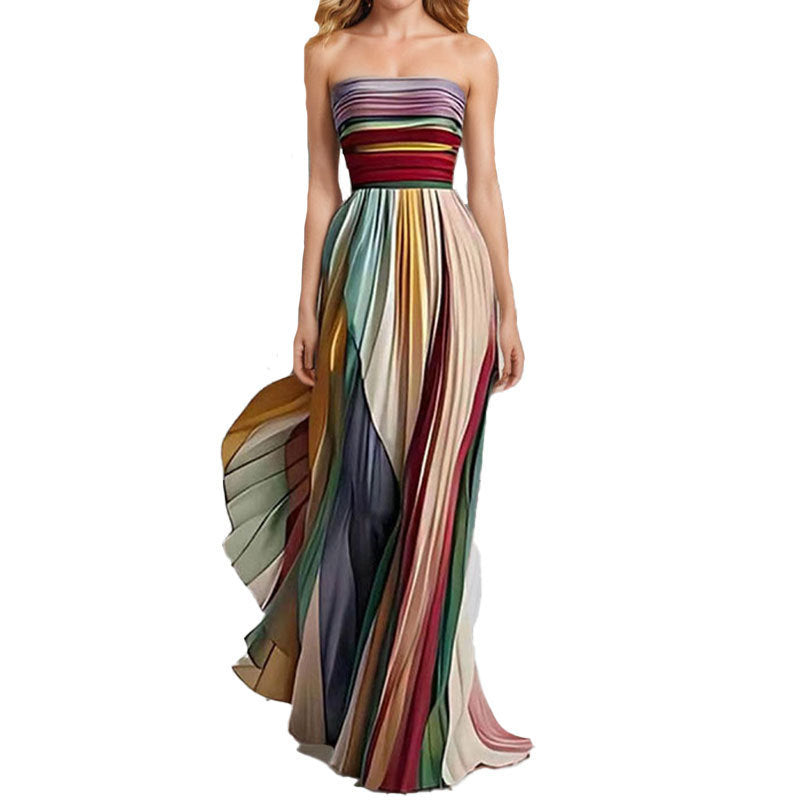 Damen Maxikleid Fließender Schnitt Farbverlauf