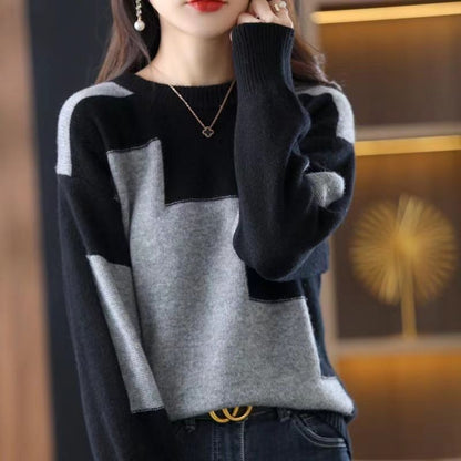 Damen Strickpullover Gemustert Geometrisch Eveloria