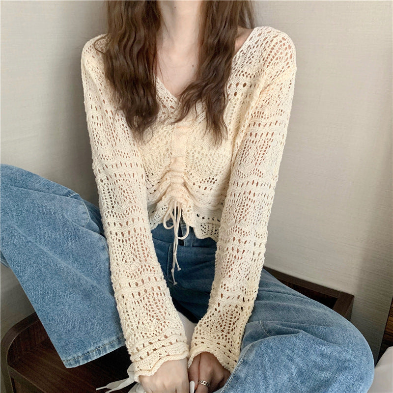 Damen Strickpullover Luftiger Drop-Shoulder-Design Beige
