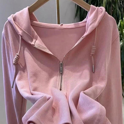 Damen Kapuzenpullover Lässig Halbhoch Reißverschluss Modern Eveloria - Eveloria