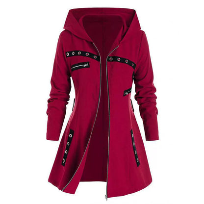 Damen Mantel Slim Fit mit Kapuze und Taillengürtel