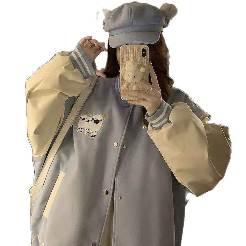 Damen Bomberjacke Tiermotiv Farbige Ärmel Eveloria