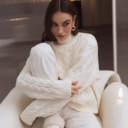Damen Strickpullover Wellenmuster
