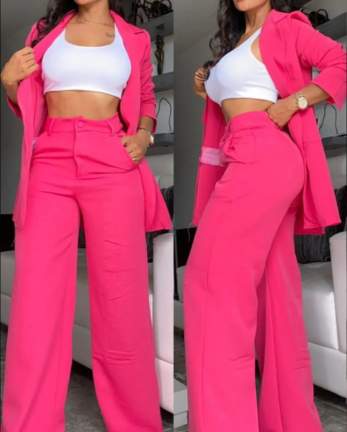 Damen Oversize Blazer Set mit Bundhose