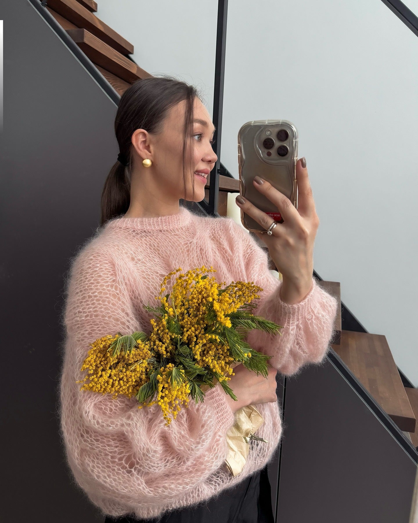 Damen Mohairpullover Weich Voluminöse Ärmel Eveloria