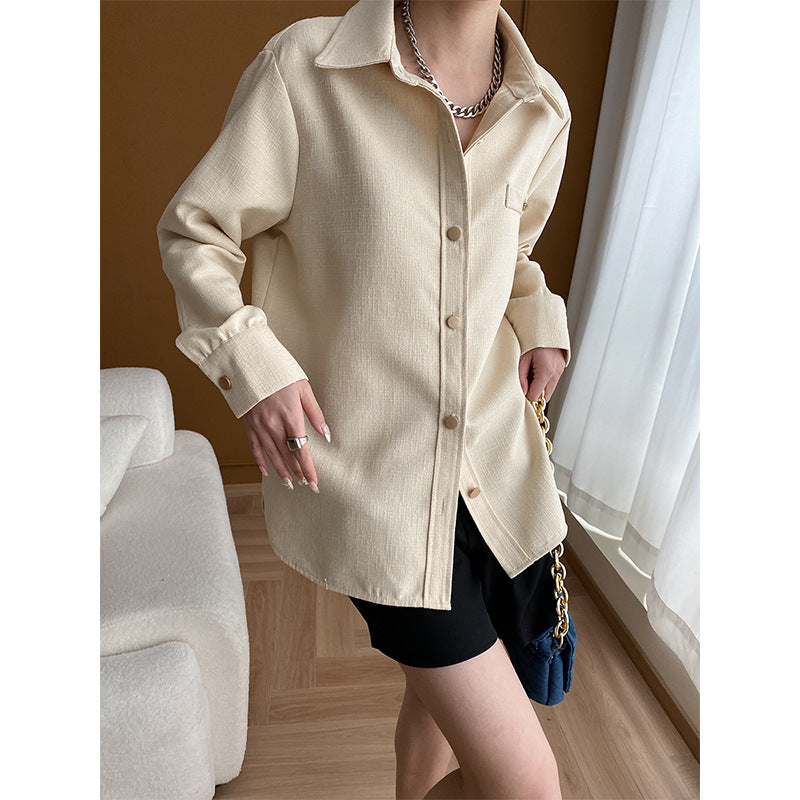 Damen Übergangsjacke Modern Lässig Beige Eveloria