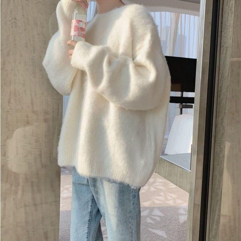 Damen Strickpullover Oversized Rippdetails Beige