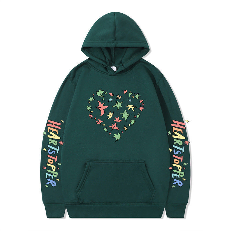 Damen Kapuzenpullover Herz- und Blattmotiv Eveloria