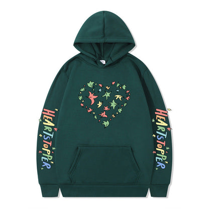 Damen Kapuzenpullover Herz- und Blattmotiv Eveloria