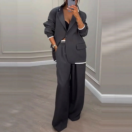 Damen Blazer-Hose-Set Weiter Schnitt Modern Eveloria - Eveloria