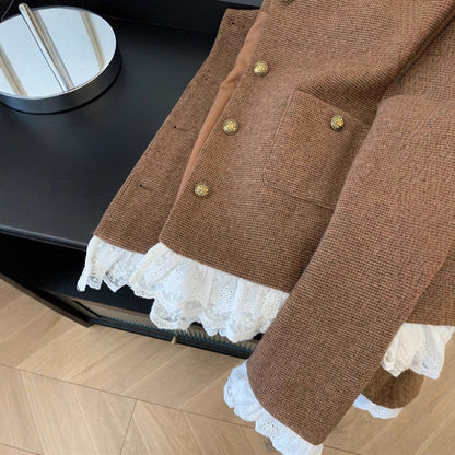 Damen Kurzjacke Spitzenakzent Elegant Eveloria