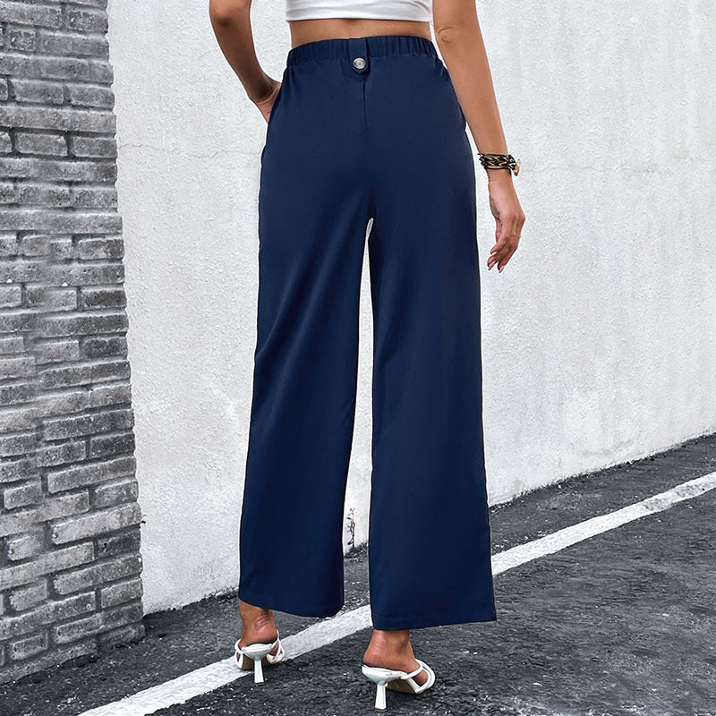 Damenweite Hose Hohe Taille Knopfdetails Eveloria