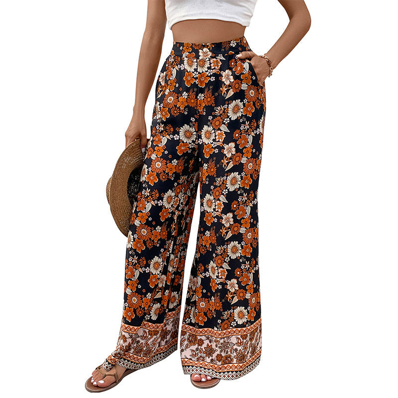 Damen Blumenhosen Weite Baumwolle Eveloria