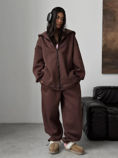 Damen Hoodie Jogginghose Kombination Baumwolle