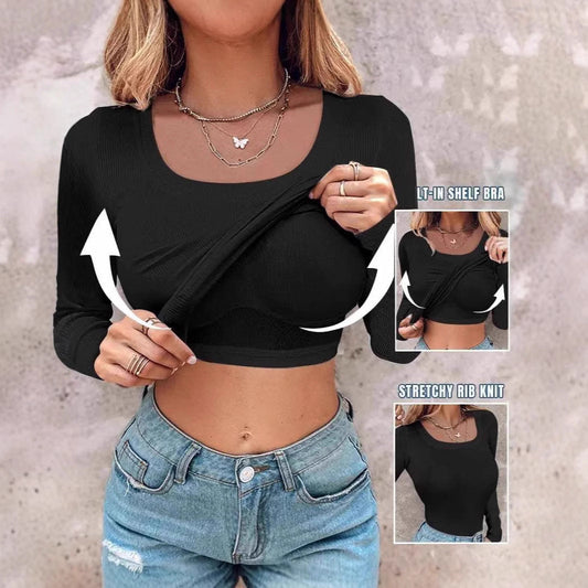 Damen Cropped Langarmshirt mit Trägershirt Eveloria - Eveloria