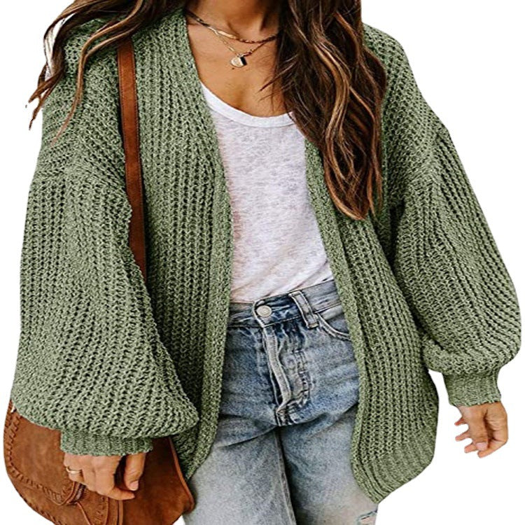 Damen Grobstrick-Pullover Voluminöse Ärmel Lässiger Schnitt Eveloria